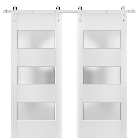 Sartodoors Double Barn Interior Door, 84" x 84", White LUCIA4070DB-S-BEM-8484
